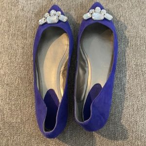 Audrey Brooke Blue Embellished Ballet Flats